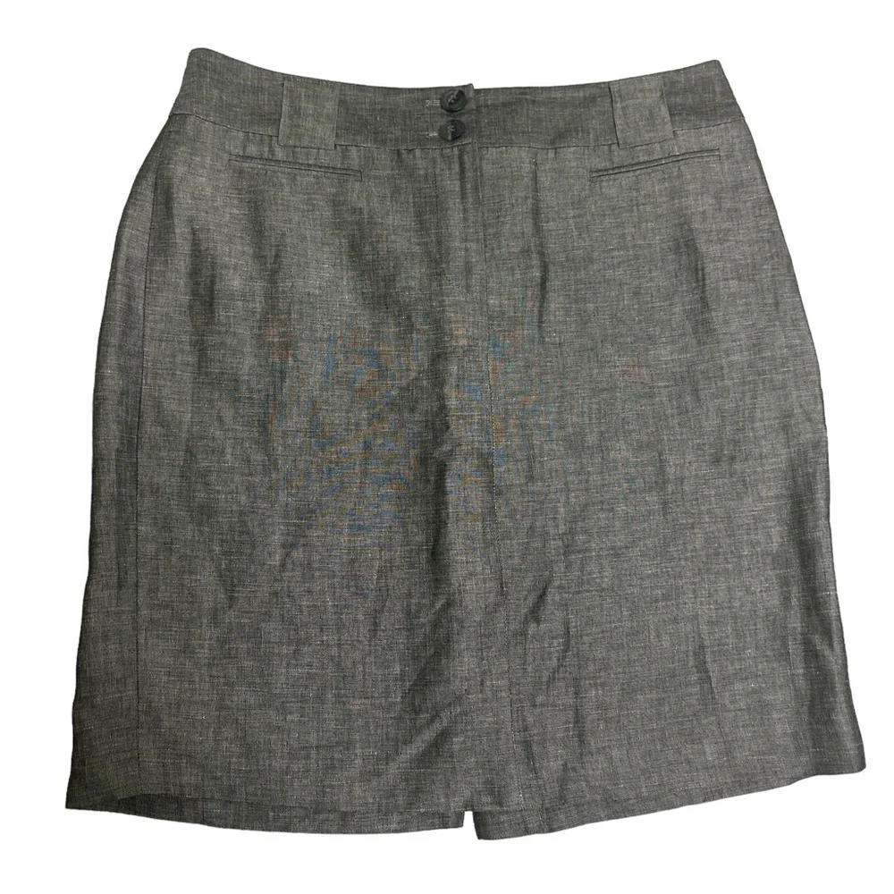 Ann Taylor Loft Gray‎ Linen Blend Skirt Sz 6 Excellent 20 inch length